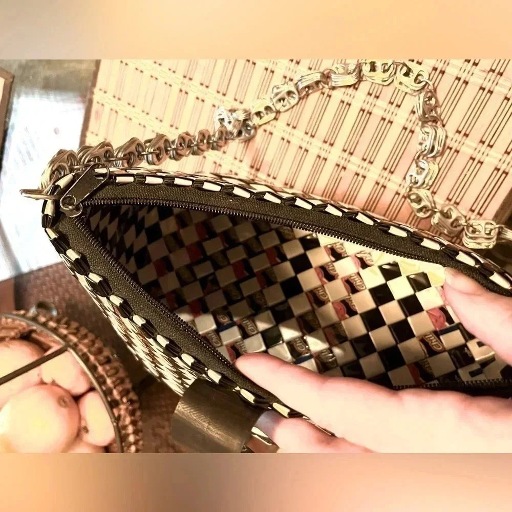 Nahui Ollin Black and White Checkered Shoulder Bag - Picture 6 of 7